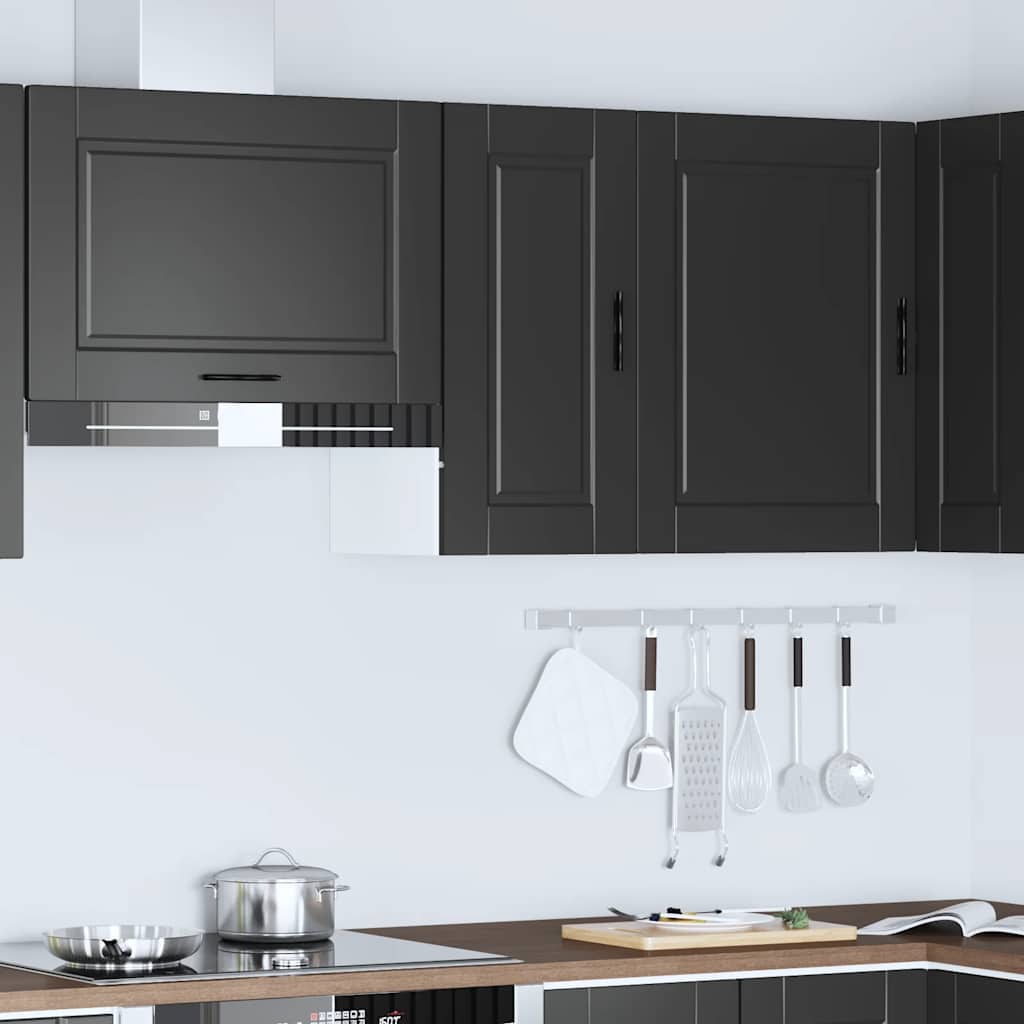 Kitchen Wall Cabinet?"Porto" Black Engineered Wood