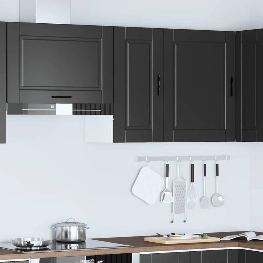 Kitchen Wall Cabinet "Porto" Black Engineered Wood