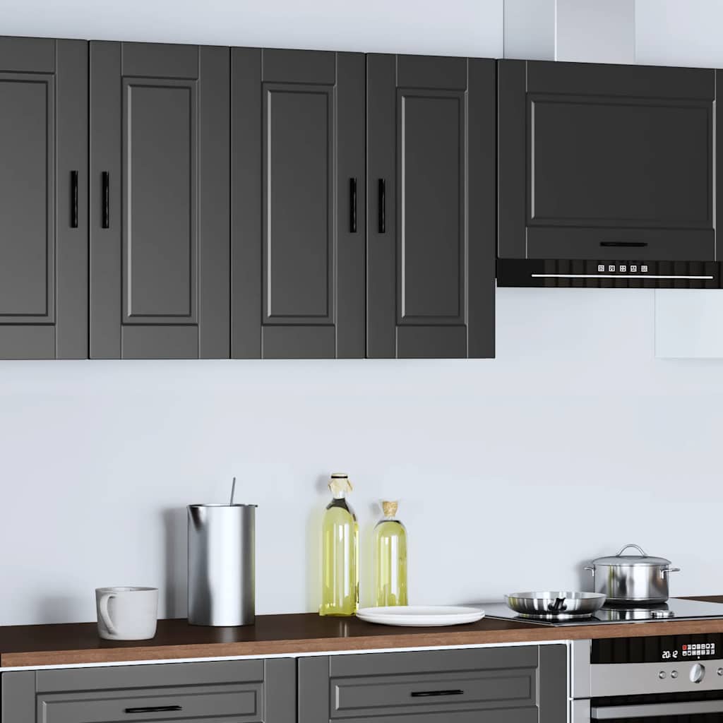 Kitchen Wall Cabinet "Porto" Black Engineered Wood
