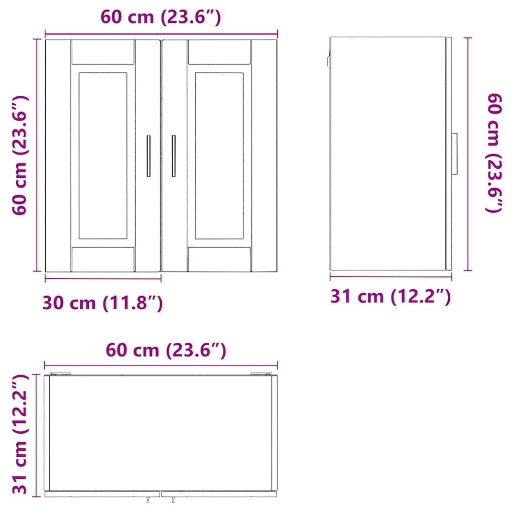 Kitchen Wall Cabinet "Porto" High Gloss White Engineered Wood