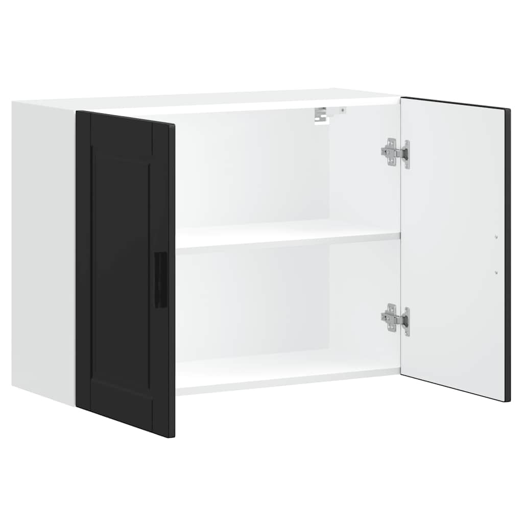 Kitchen Wall Cabinet "Porto" Black Engineered Wood