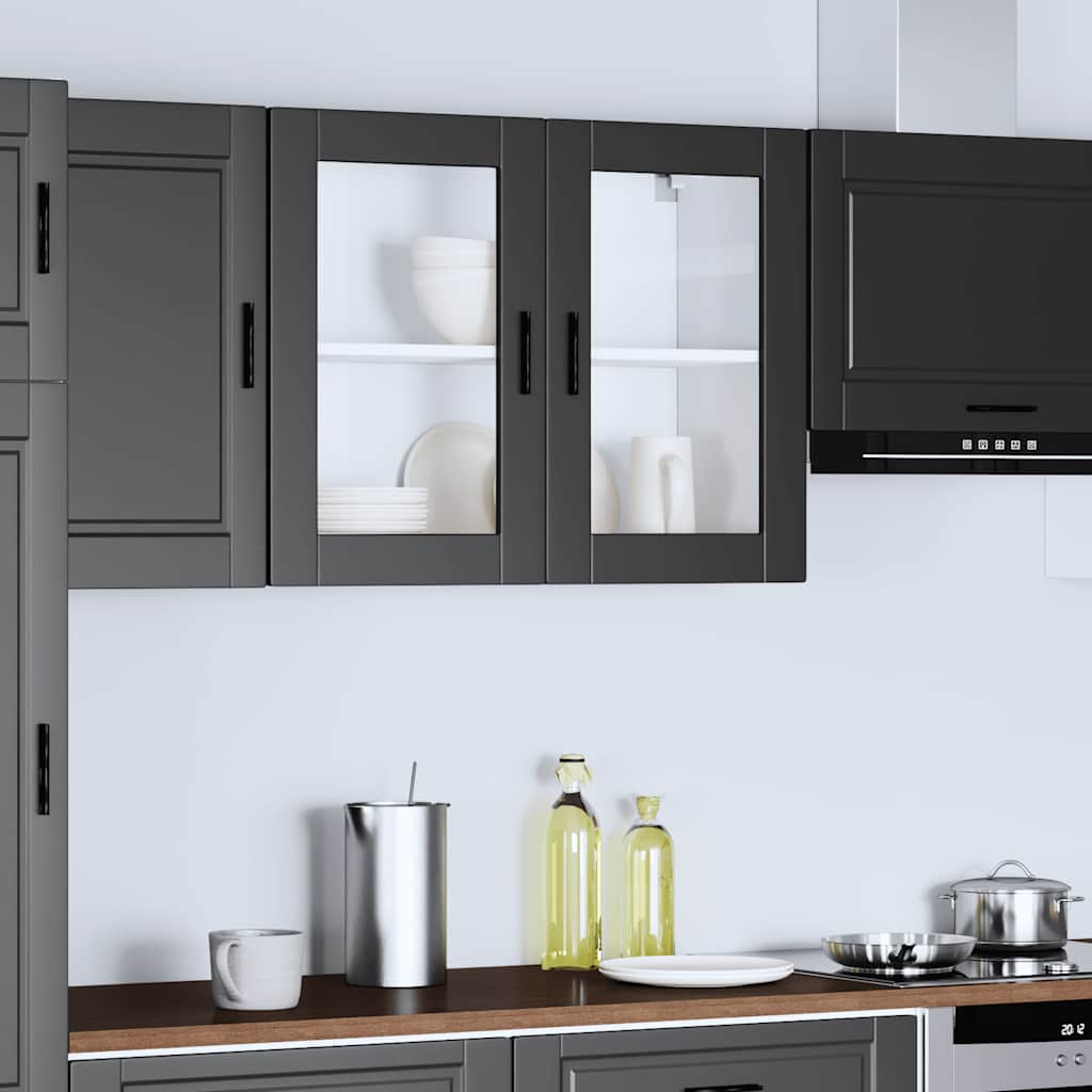Kitchen Wall Cabinet with Glass Door "Porto" Black