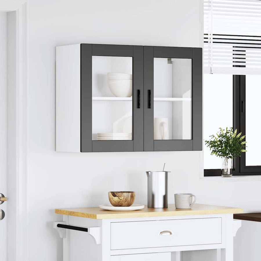 Kitchen Wall Cabinet with Glass Door "Porto" Black