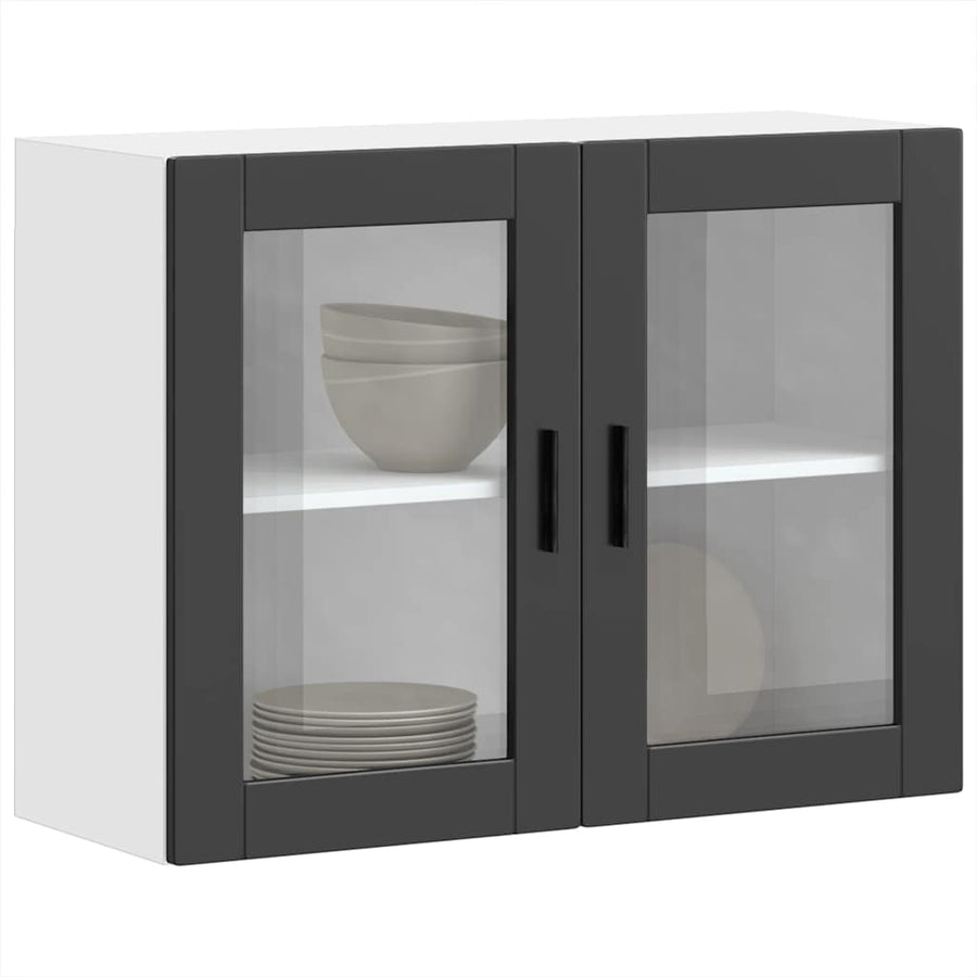Kitchen Wall Cabinet with Glass Door "Porto" Black