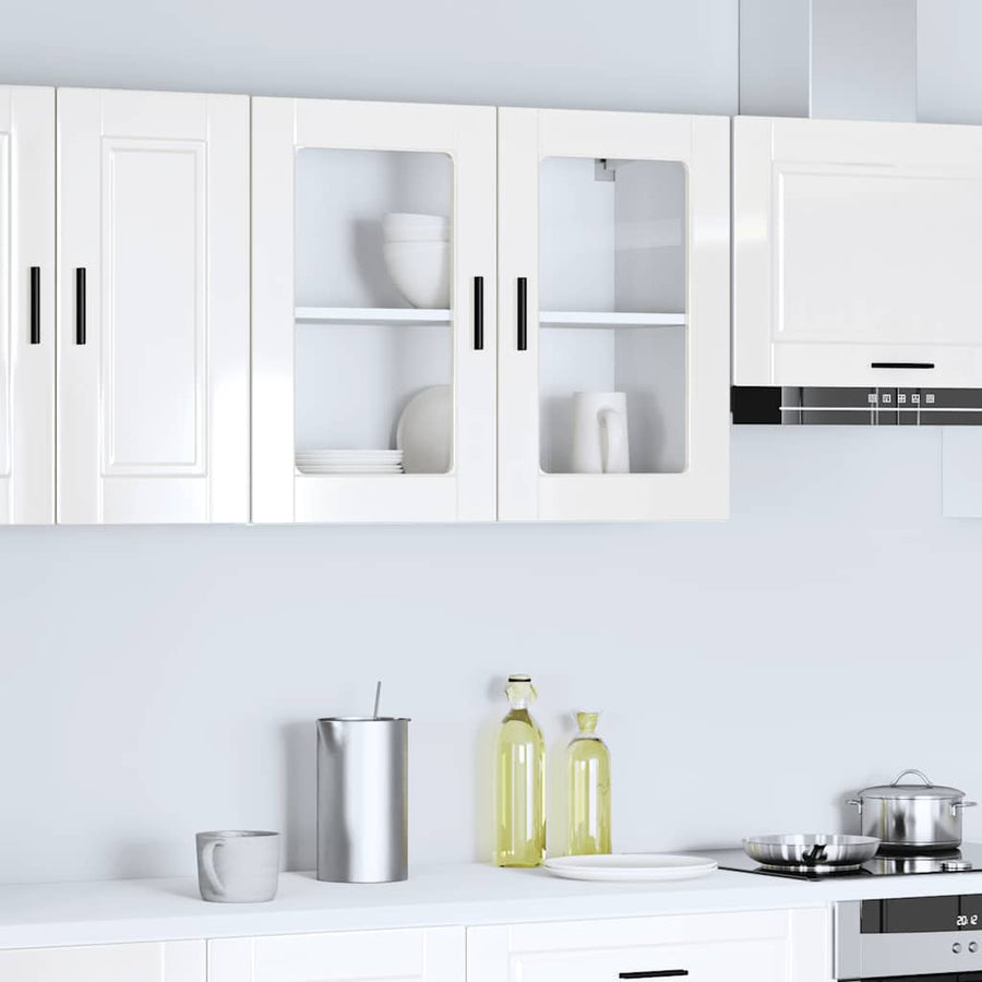 Kitchen Wall Cabinet with Glass Door "Porto" High Gloss White