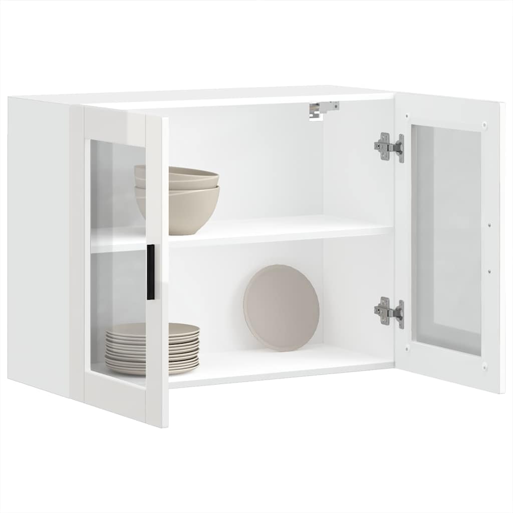 Kitchen Wall Cabinet with Glass Door "Porto" High Gloss White