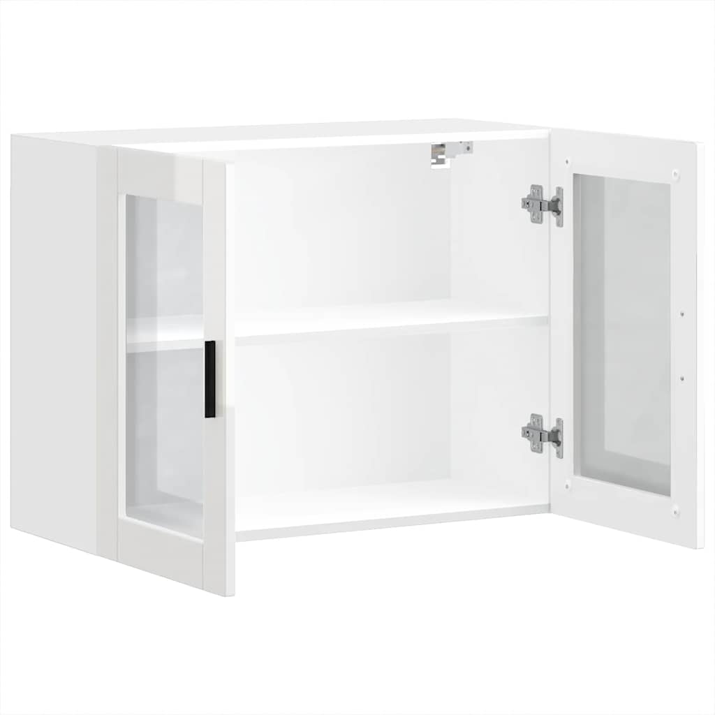Kitchen Wall Cabinet with Glass Door "Porto" High Gloss White