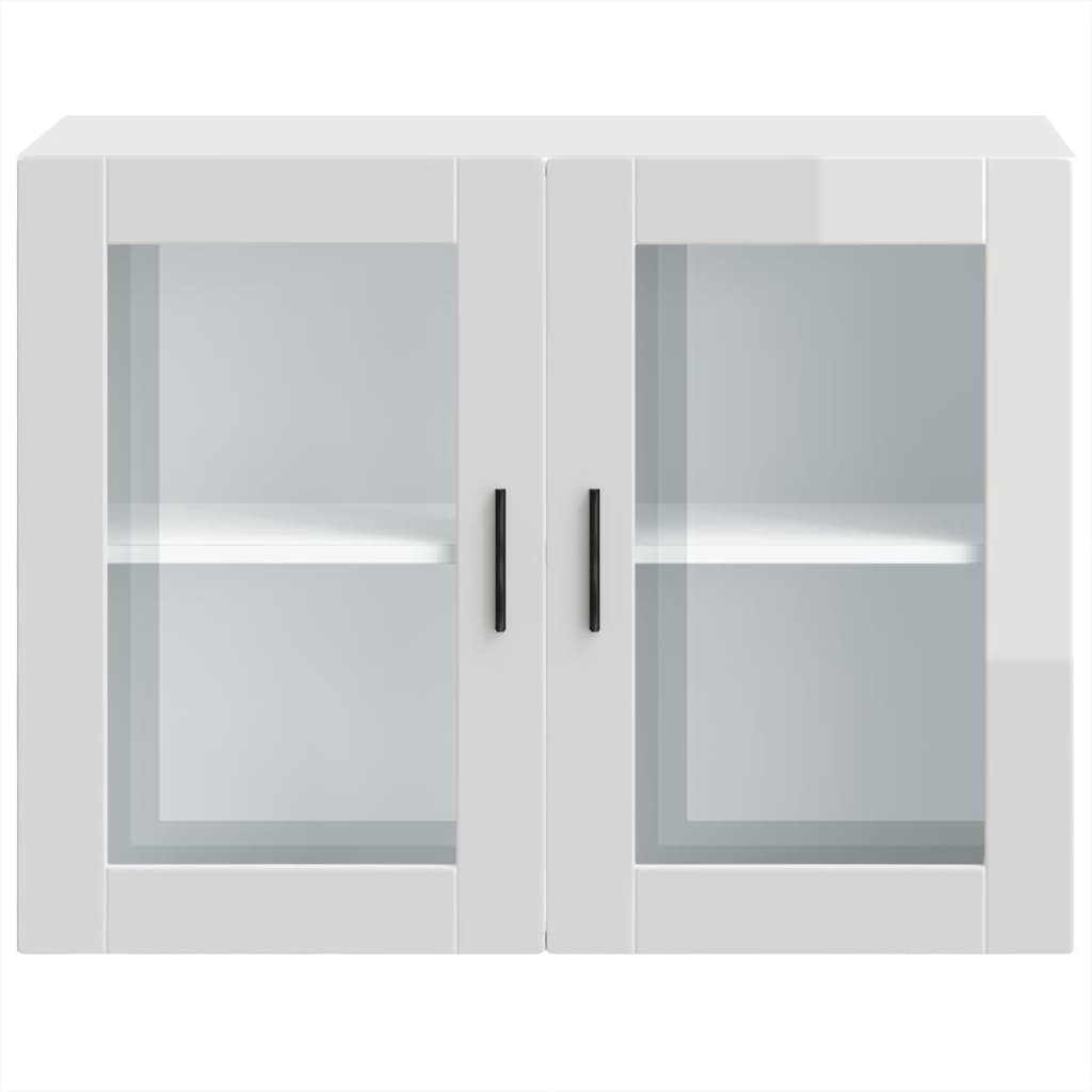 Kitchen Wall Cabinet with Glass Door "Porto" High Gloss White