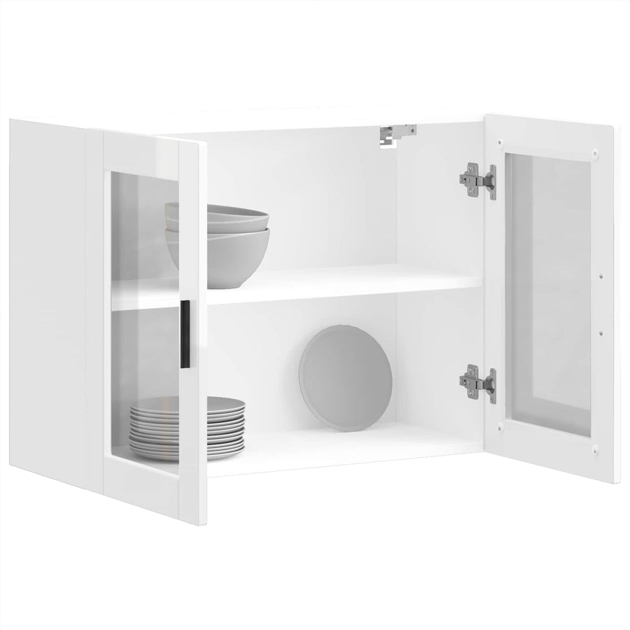 Kitchen Wall Cabinet with Glass Door "Porto" High Gloss White