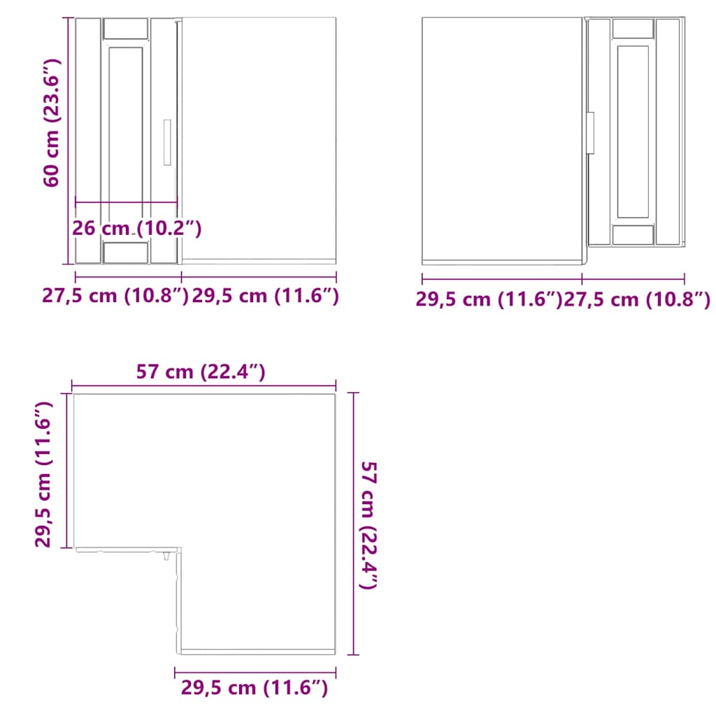 Kitchen Wall Corner Cabinet Porto White Engineered Wood