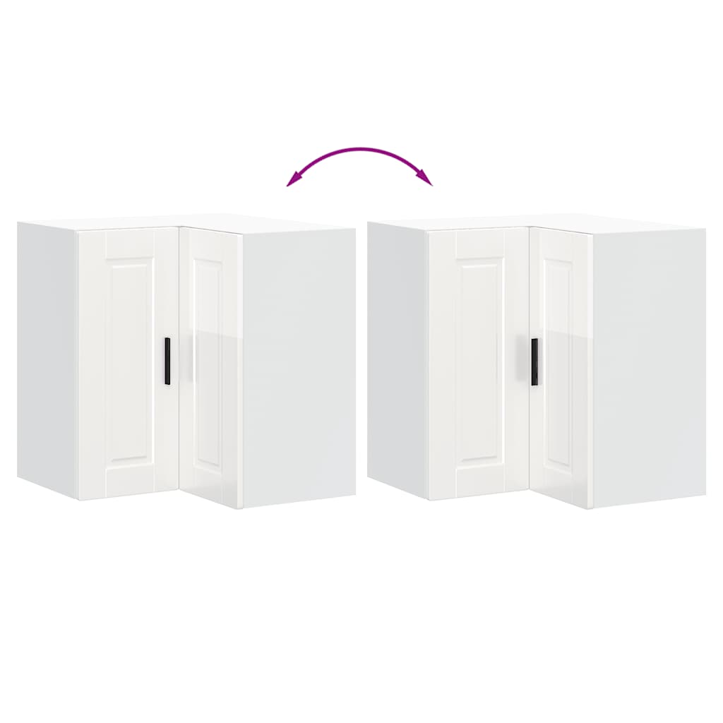 Kitchen Wall Corner Cabinet "Porto" High Gloss White Engineered Wood