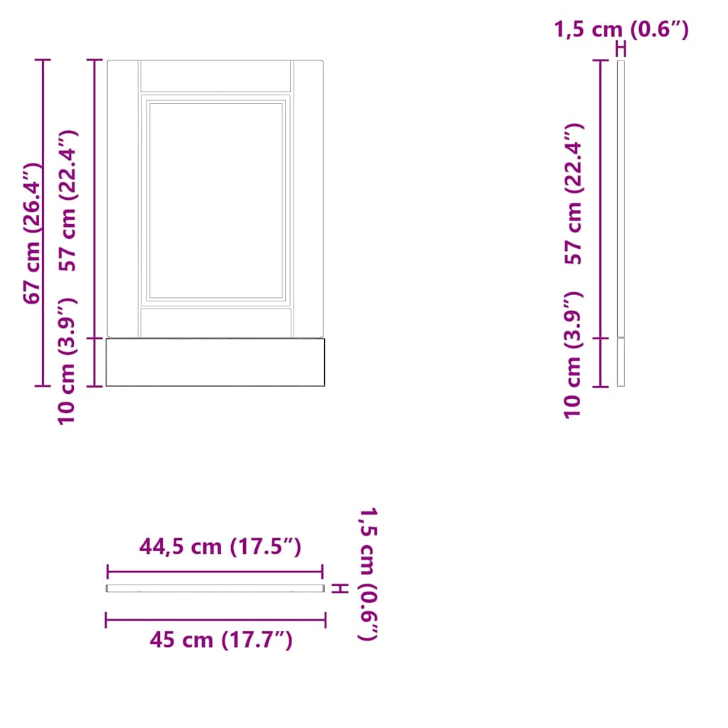 Dishwasher Panel Porto White 45x1.5x57 cm Engineered Wood