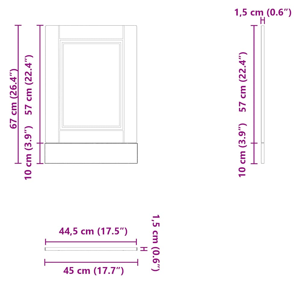Dishwasher Panel Porto Black 45x1,5x57 cm Engineered Wood