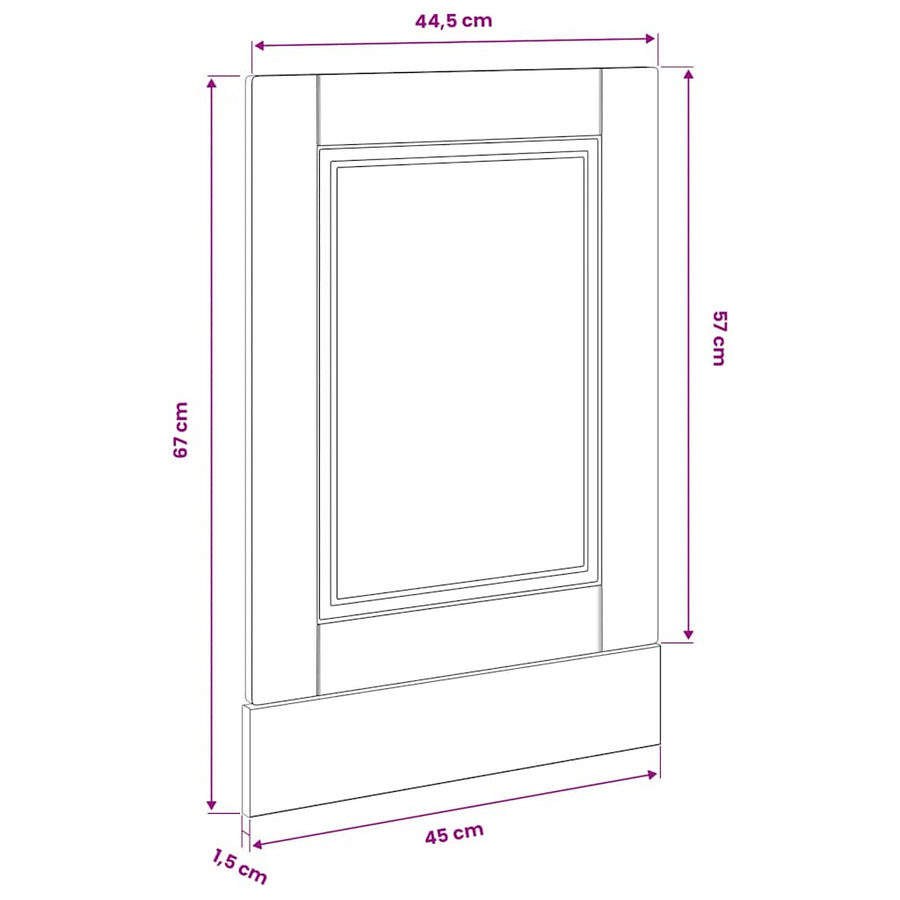 Dishwasher Panel Porto Black 45x1,5x57 cm Engineered Wood