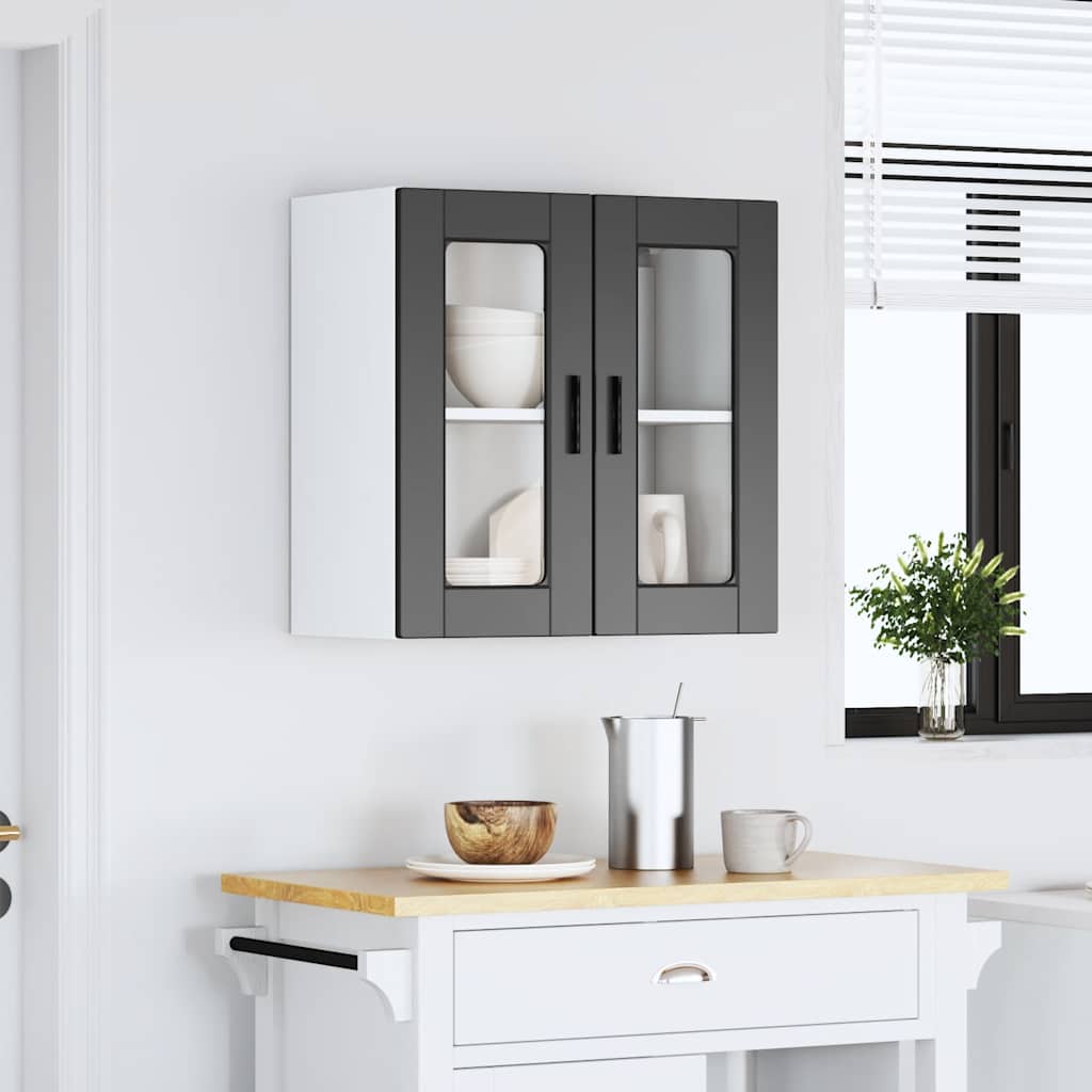 Kitchen Wall Cabinet with Glass Door "Porto" Black
