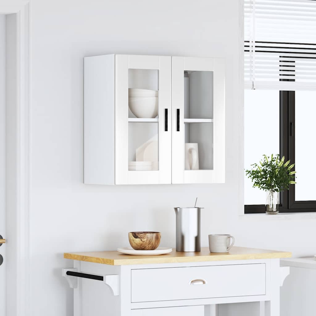 Kitchen Wall Cabinet with Glass Door "Porto" High Gloss White