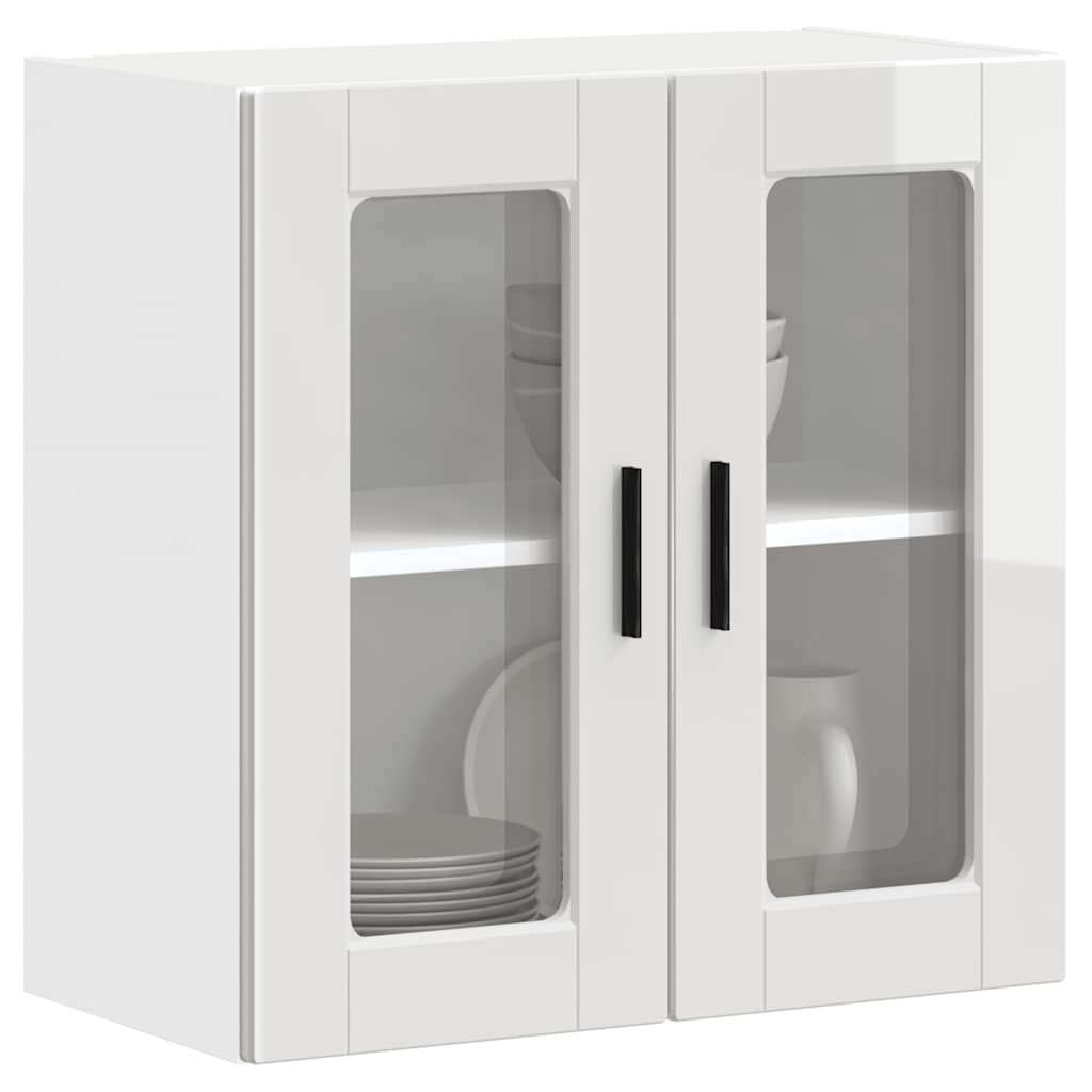 Kitchen Wall Cabinet with Glass Door "Porto" High Gloss White