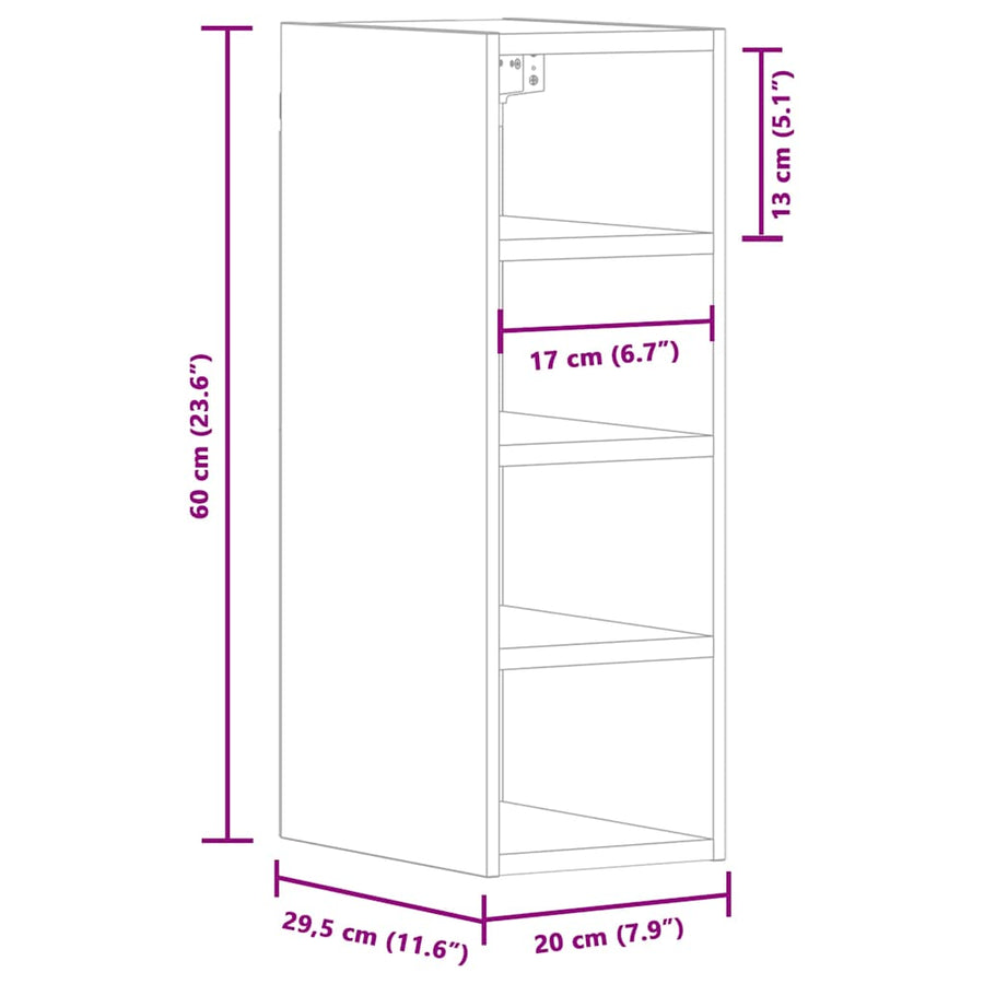 Hanging Cabinet "Riga" White 20x29,5x60 cm Engineered Wood