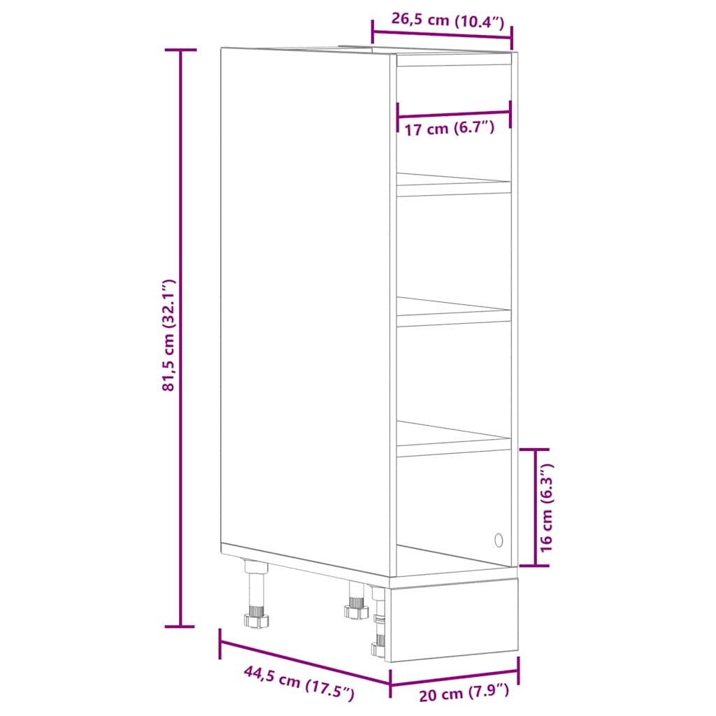 Bottom Cabinet "Riga" White 20x44,5x81,5 cm Engineered Wood