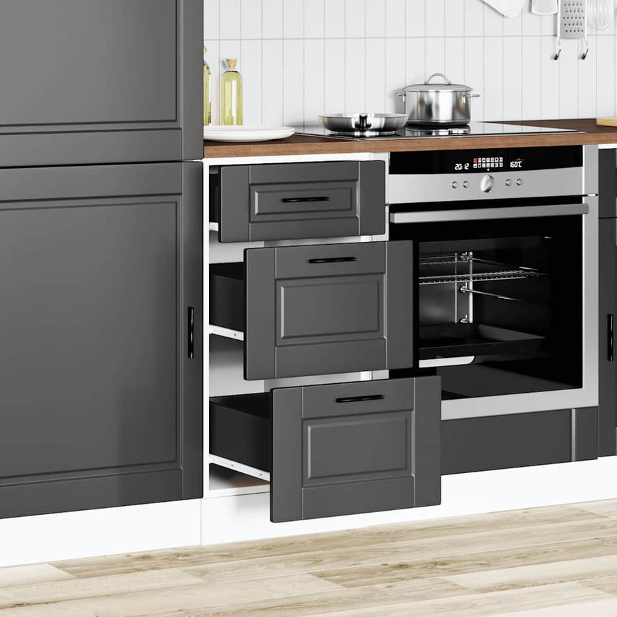 Kitchen Base Cabinet "Porto" Black Engineered Wood