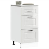 Kitchen Base Cabinet "Porto" High Gloss White Engineered Wood