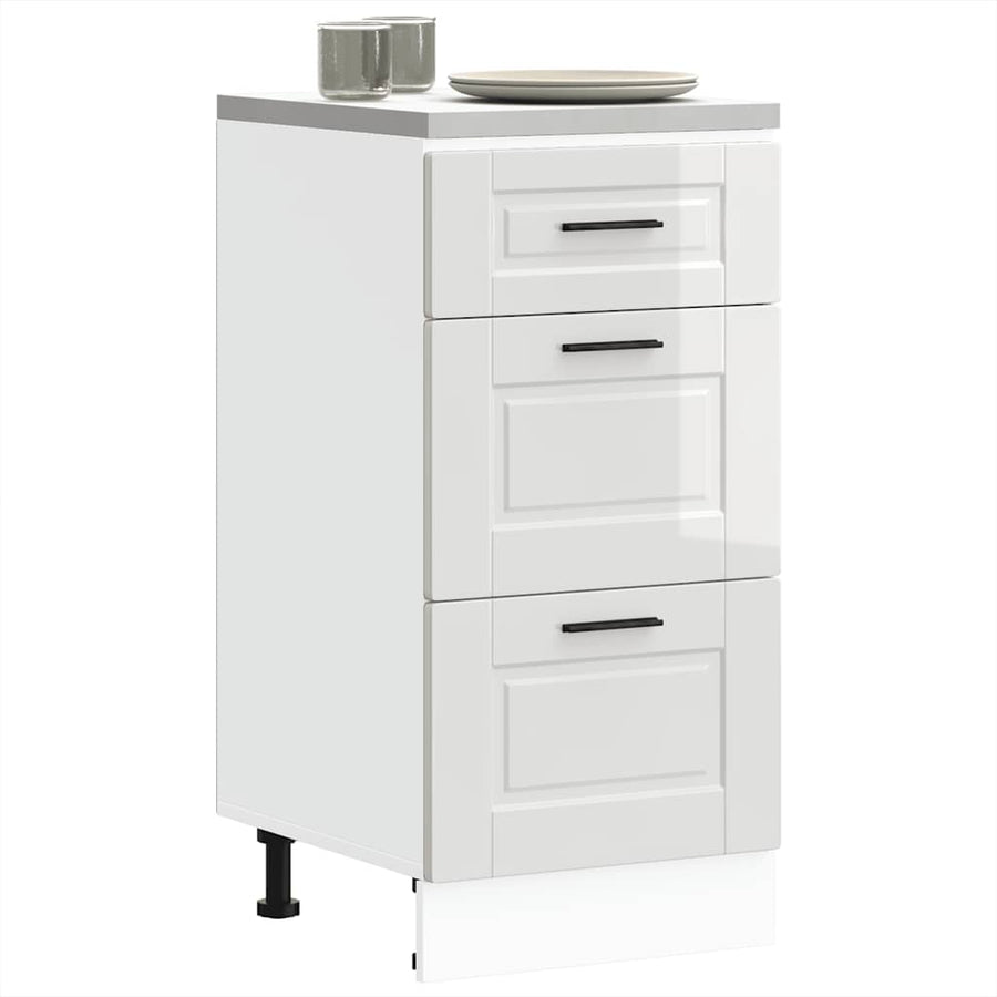 Kitchen Base Cabinet "Porto" High Gloss White Engineered Wood