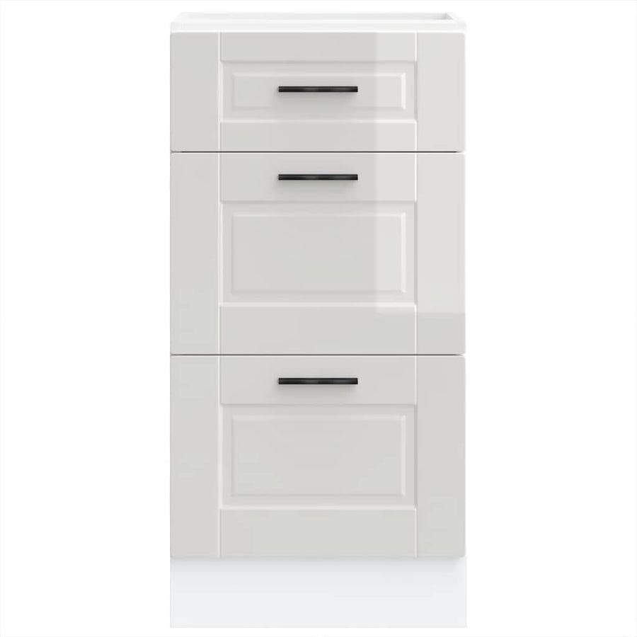 Kitchen Base Cabinet "Porto" High Gloss White Engineered Wood