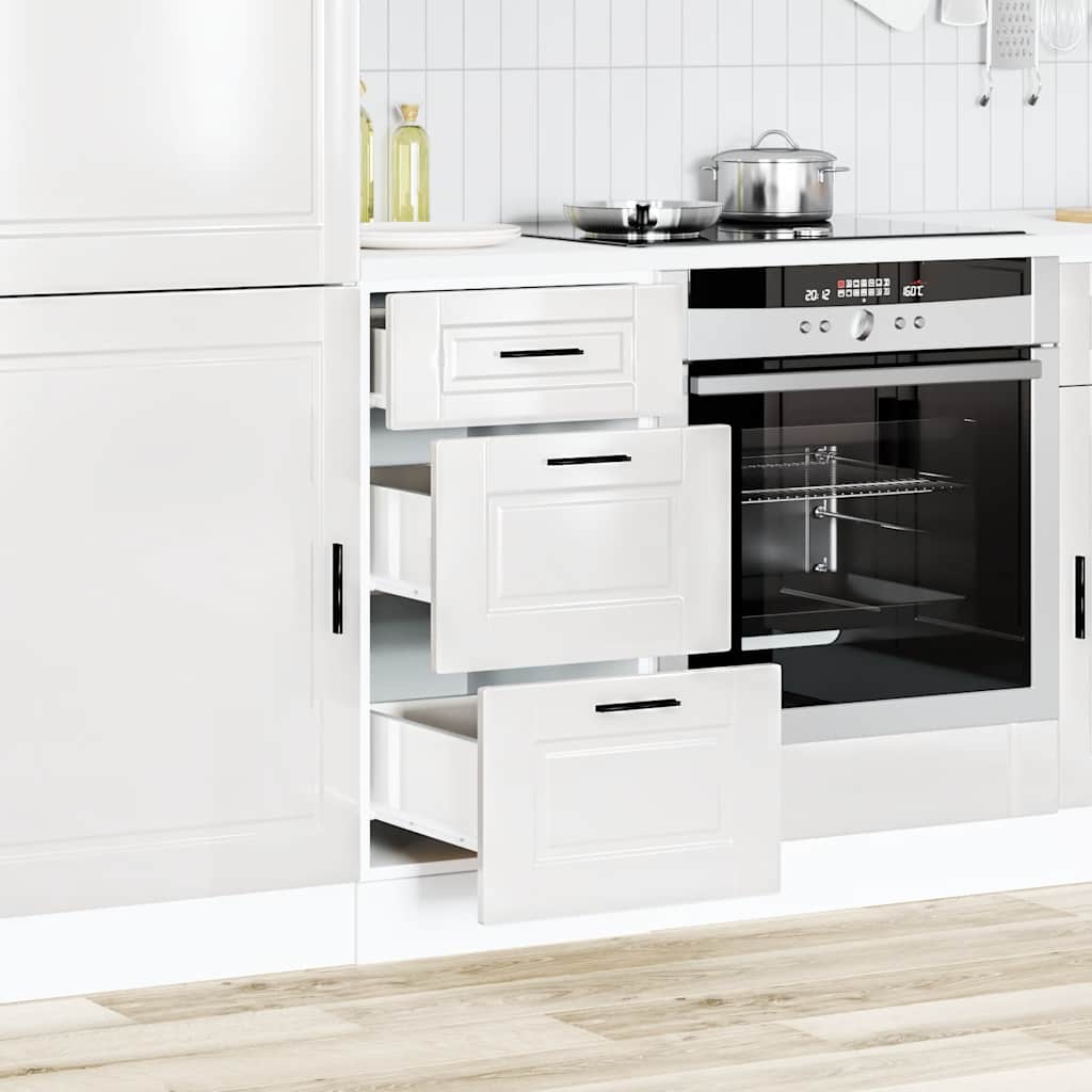 Kitchen Base Cabinet "Porto" High Gloss White Engineered Wood