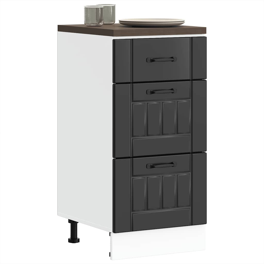 Kitchen Base Cabinet "Lucca" Black Engineered Wood