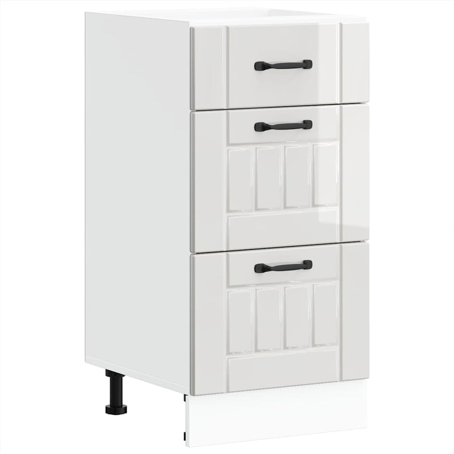 Kitchen Base Cabinet "Lucca" High Gloss White Engineered Wood