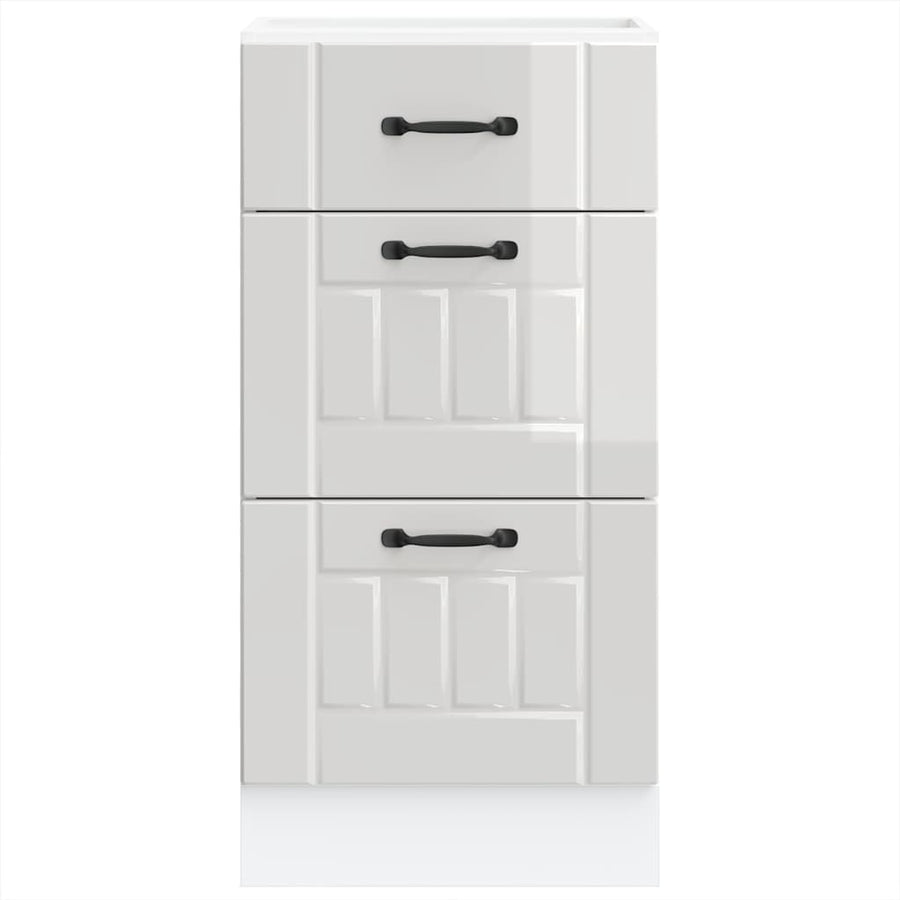 Kitchen Base Cabinet "Lucca" High Gloss White Engineered Wood