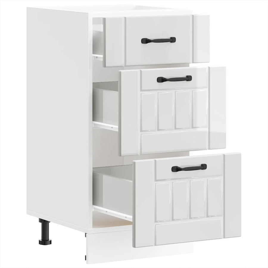 Kitchen Base Cabinet "Lucca" High Gloss White Engineered Wood