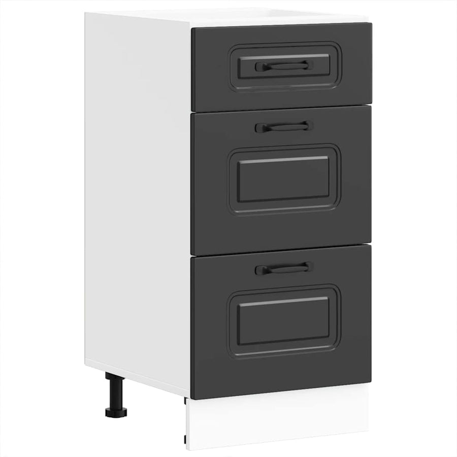 Kitchen Base Cabinet "Kalmar" Black Engineered Wood
