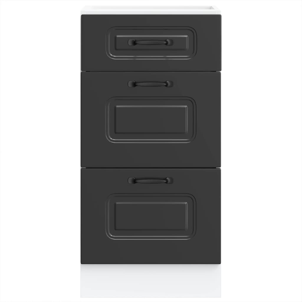 Kitchen Base Cabinet "Kalmar" Black Engineered Wood