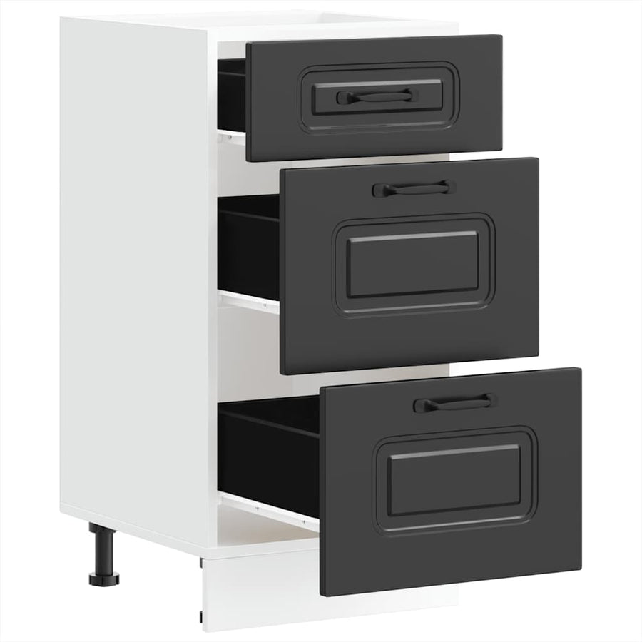 Kitchen Base Cabinet "Kalmar" Black Engineered Wood