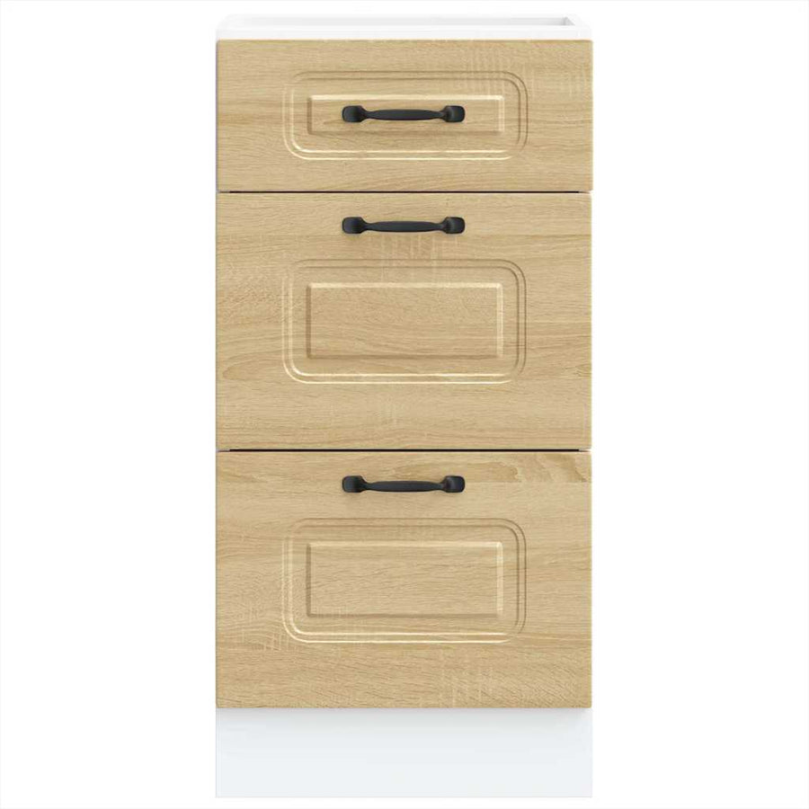 Kitchen Base Cabinet "Kalmar" High Gloss White Engineered Wood