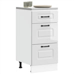 Kitchen Base Cabinet "Kalmar" High Gloss White Engineered Wood