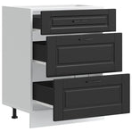 Kitchen Base Cabinet "Porto" Black Engineered Wood