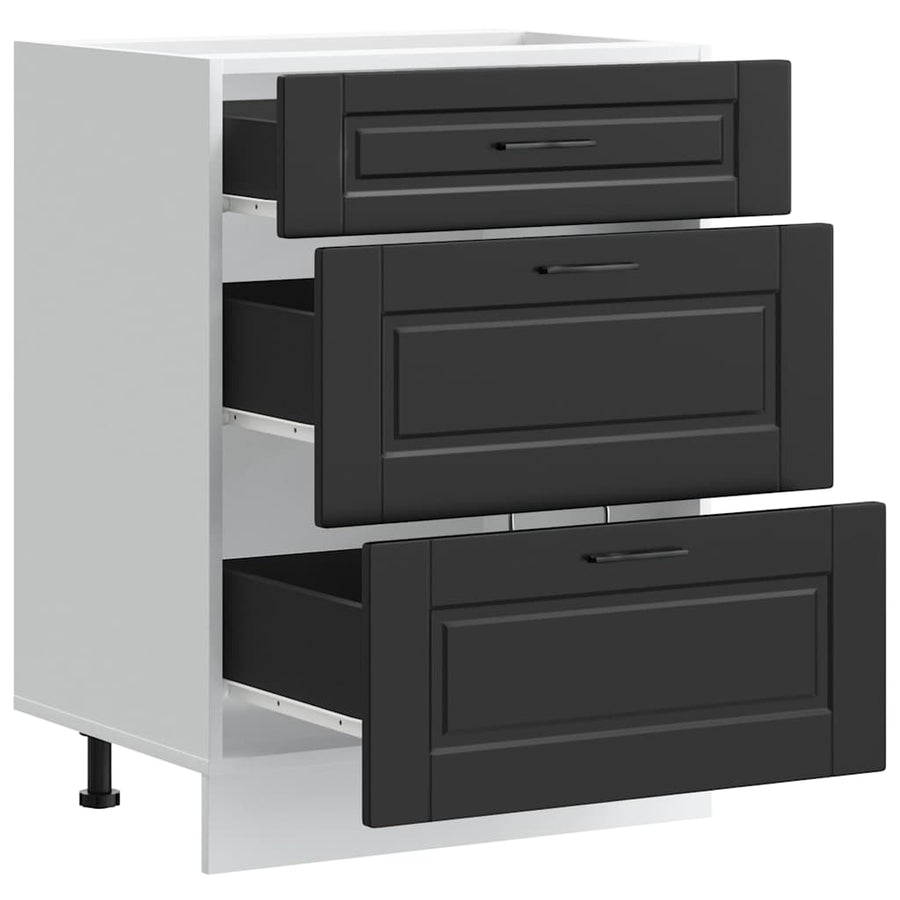 Kitchen Base Cabinet "Porto" Black Engineered Wood