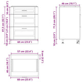 Kitchen Base Cabinet "Porto" Black Engineered Wood