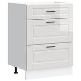 Kitchen Base Cabinet "Porto" High Gloss White Engineered Wood