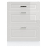 Kitchen Base Cabinet "Porto" High Gloss White Engineered Wood