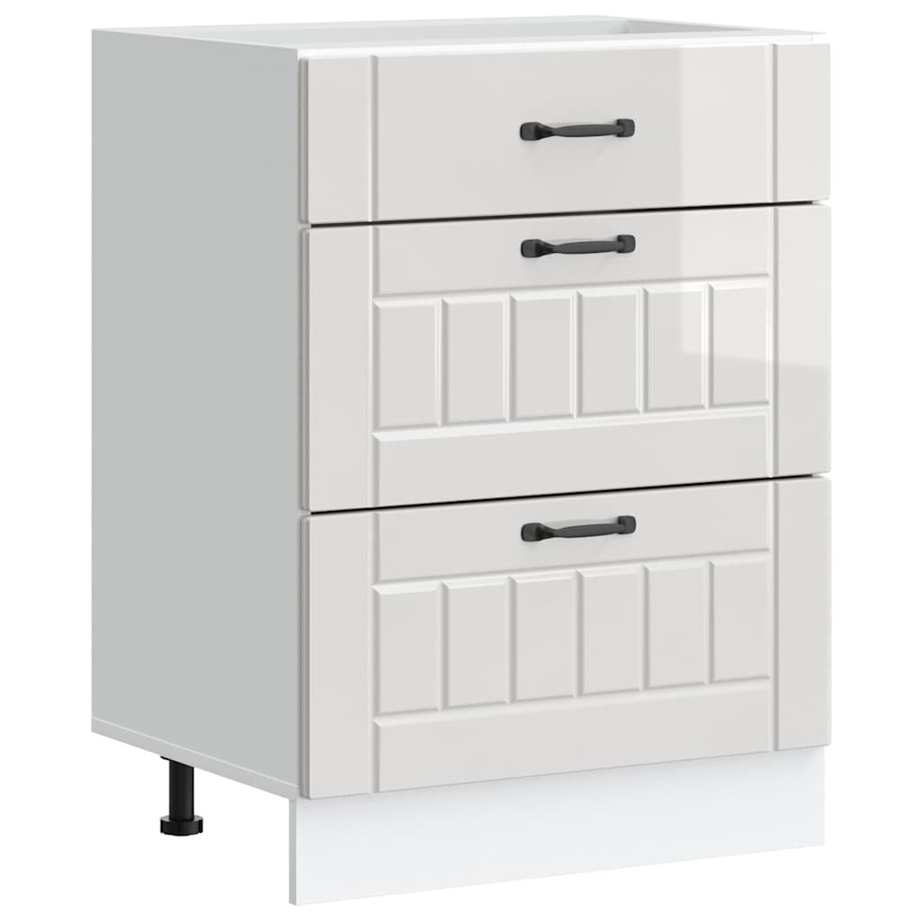 Kitchen Base Cabinet "Lucca" High Gloss White Engineered Wood