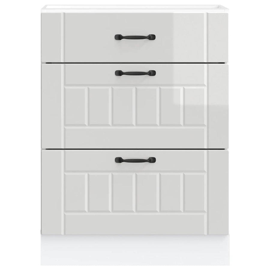 Kitchen Base Cabinet "Lucca" High Gloss White Engineered Wood