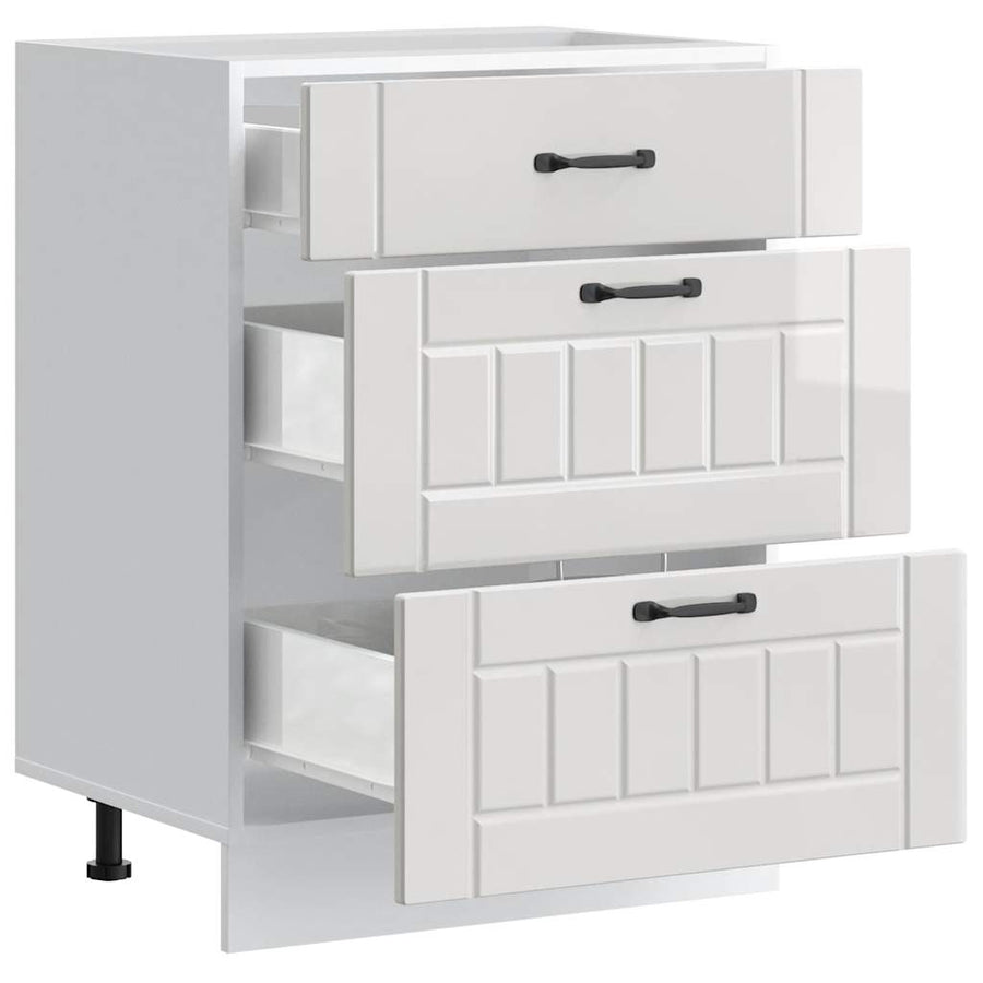Kitchen Base Cabinet "Lucca" High Gloss White Engineered Wood