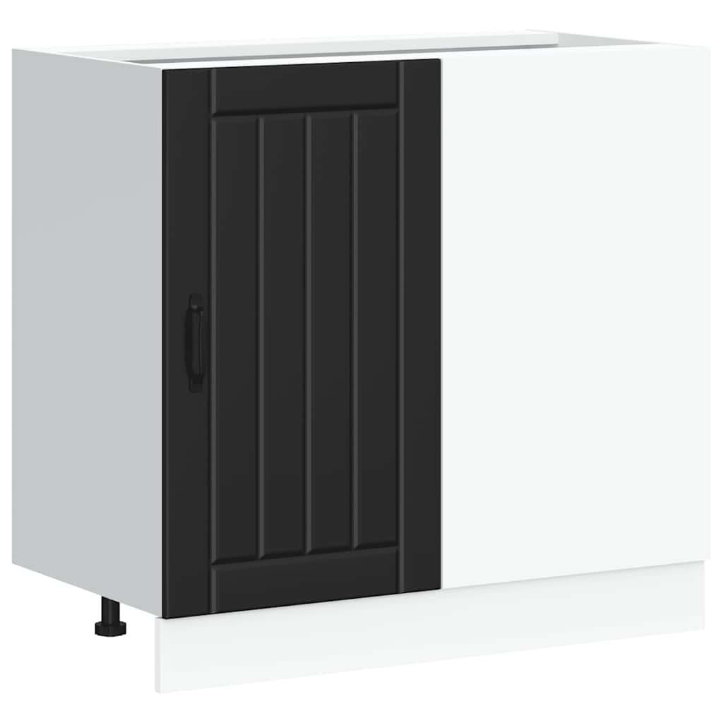 Kitchen Base Cabinet "Lucca" Black Engineered Wood