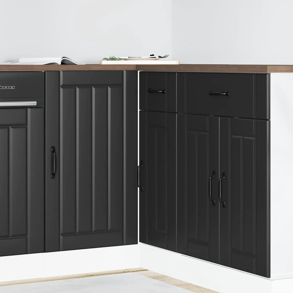 Kitchen Base Cabinet "Lucca" Black Engineered Wood