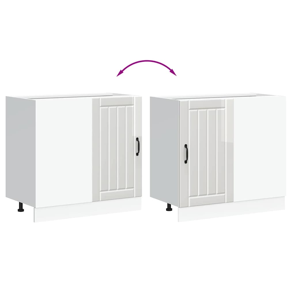 Kitchen Base Cabinet "Lucca" High Gloss White Engineered Wood