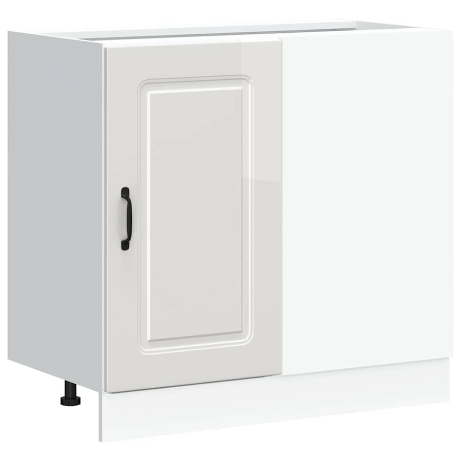 Kitchen Base Cabinet "Kalmar" High Gloss White Engineered Wood