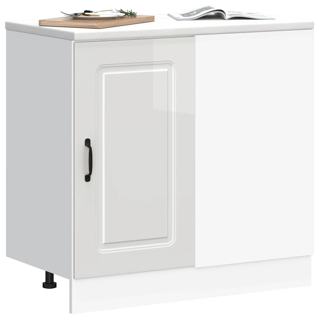Kitchen Base Cabinet "Kalmar" High Gloss White Engineered Wood